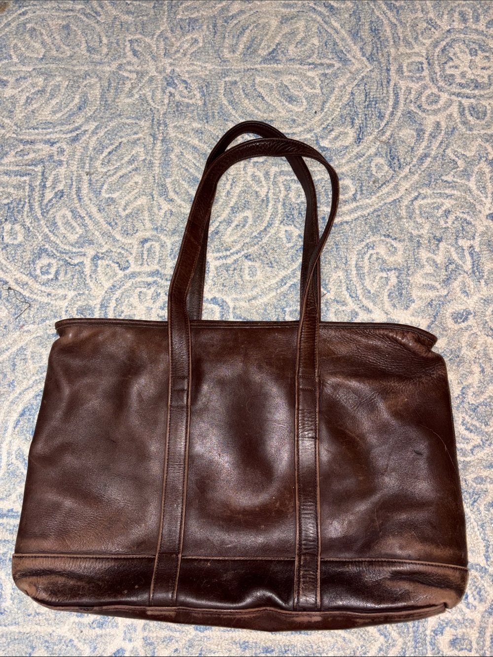 Vintage Coach Dark Brown Leather Messenger Tote (Style 9400)